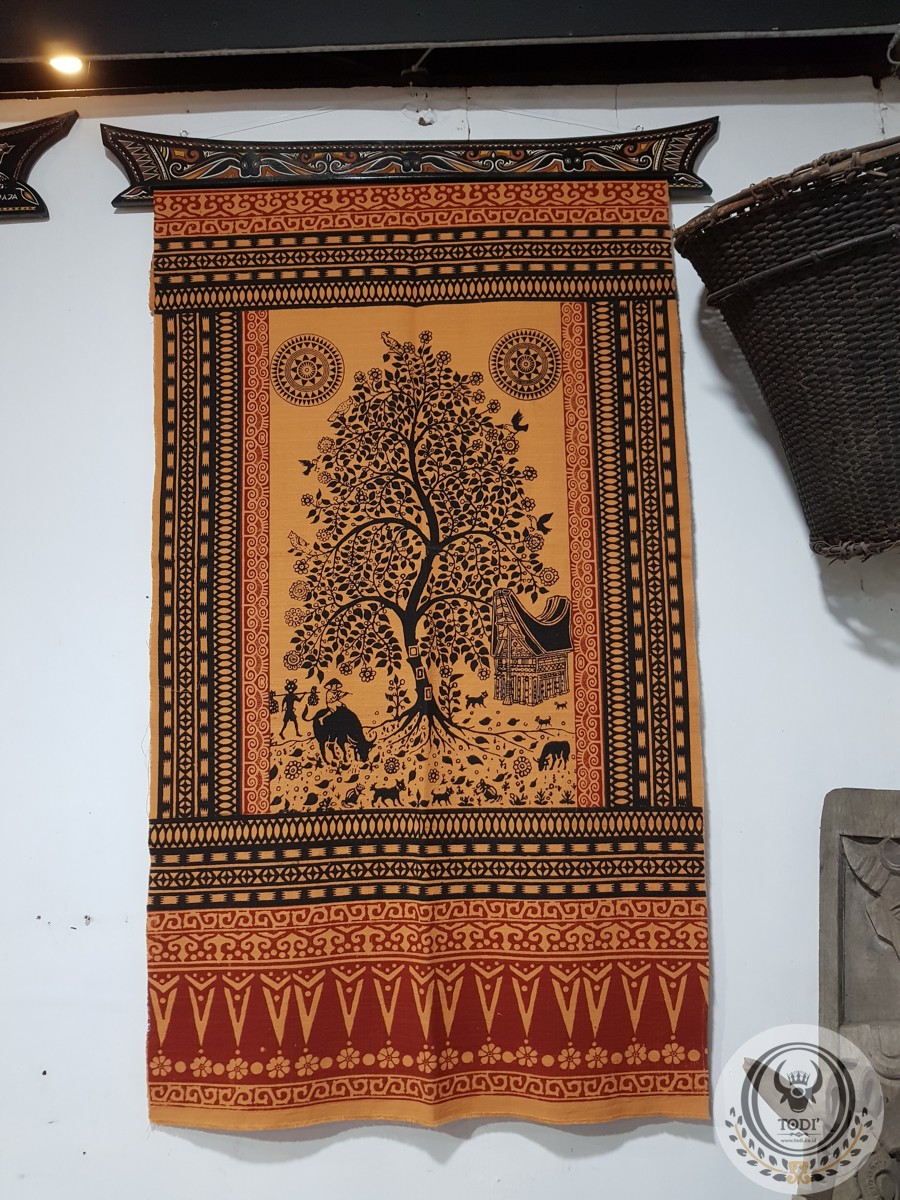 Toraja Tree of Life Fabric (72cm x 140cm) Cream Brown Textile Toraja Tree of Life Fabric (72cm x 140cm) Cream Brown Textile