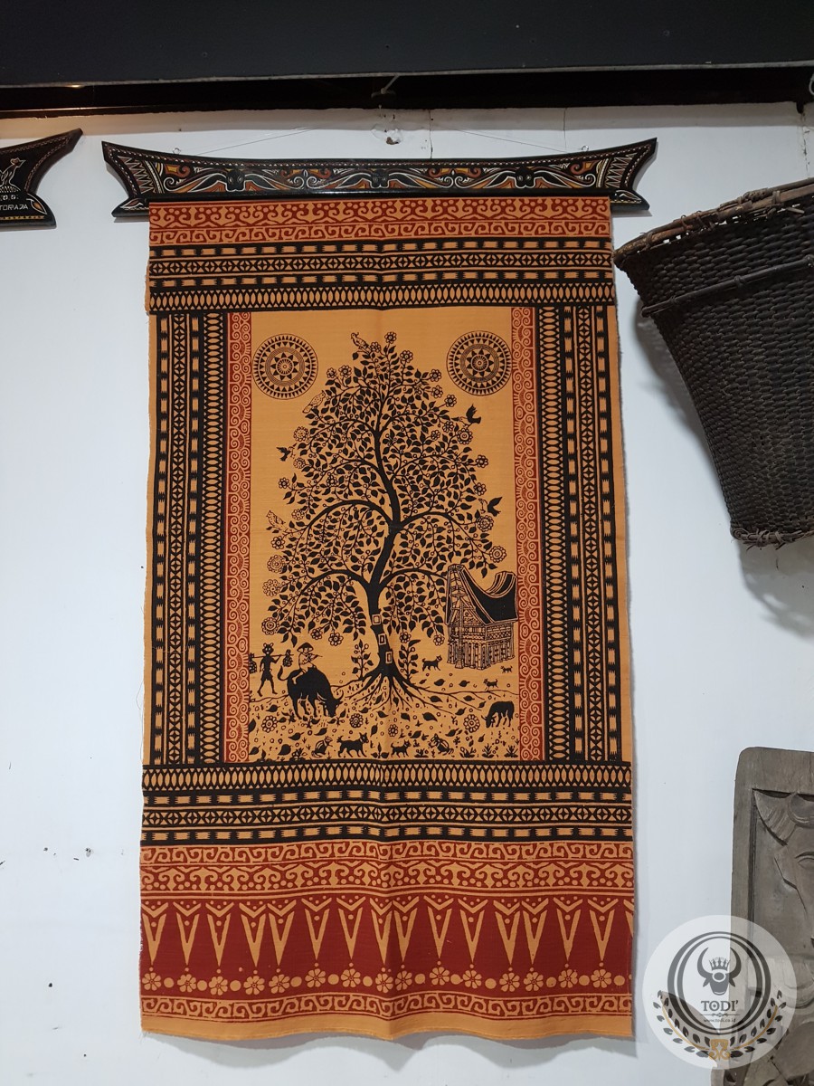 Toraja Tree of Life Fabric (72cm x 140cm) Cream Brown Textile Toraja Tree of Life Fabric (72cm x 140cm) Cream Brown Textile