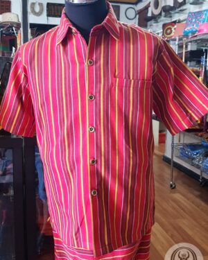 Men’s Shirt Toraja Weaving - Paramba' Red Weaving