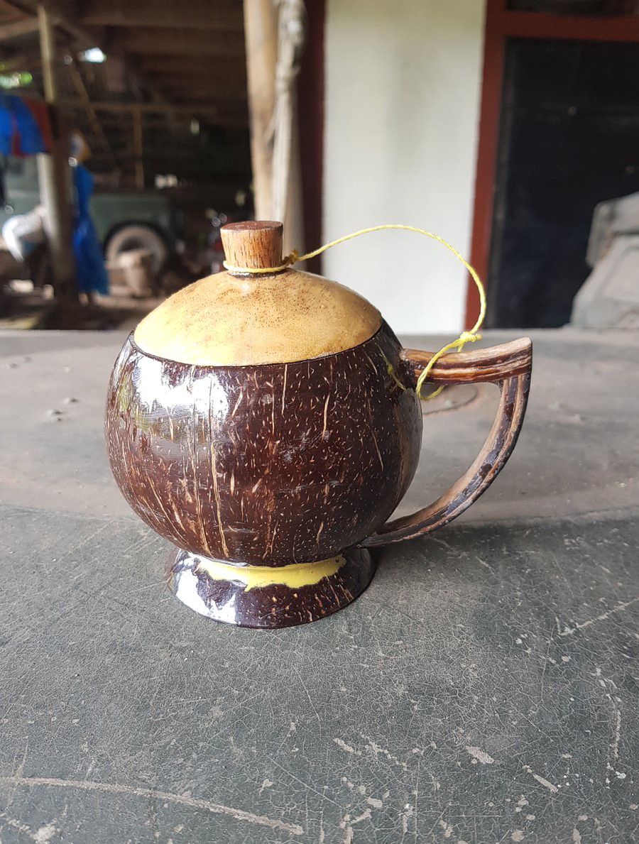 Coconut Shell Cup with Lid