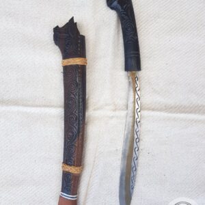Toraja Knife (Kawali Toraja) - Parrot-Motif Horn Handle & Ebony Wood Sheath