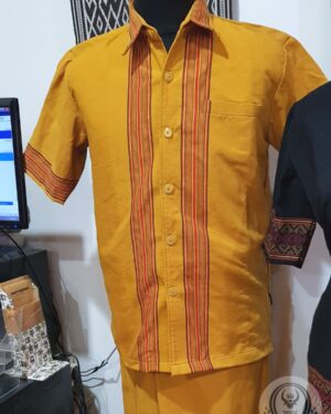 Men's Toraja Traditional Shirts - Mustard Yellow Color