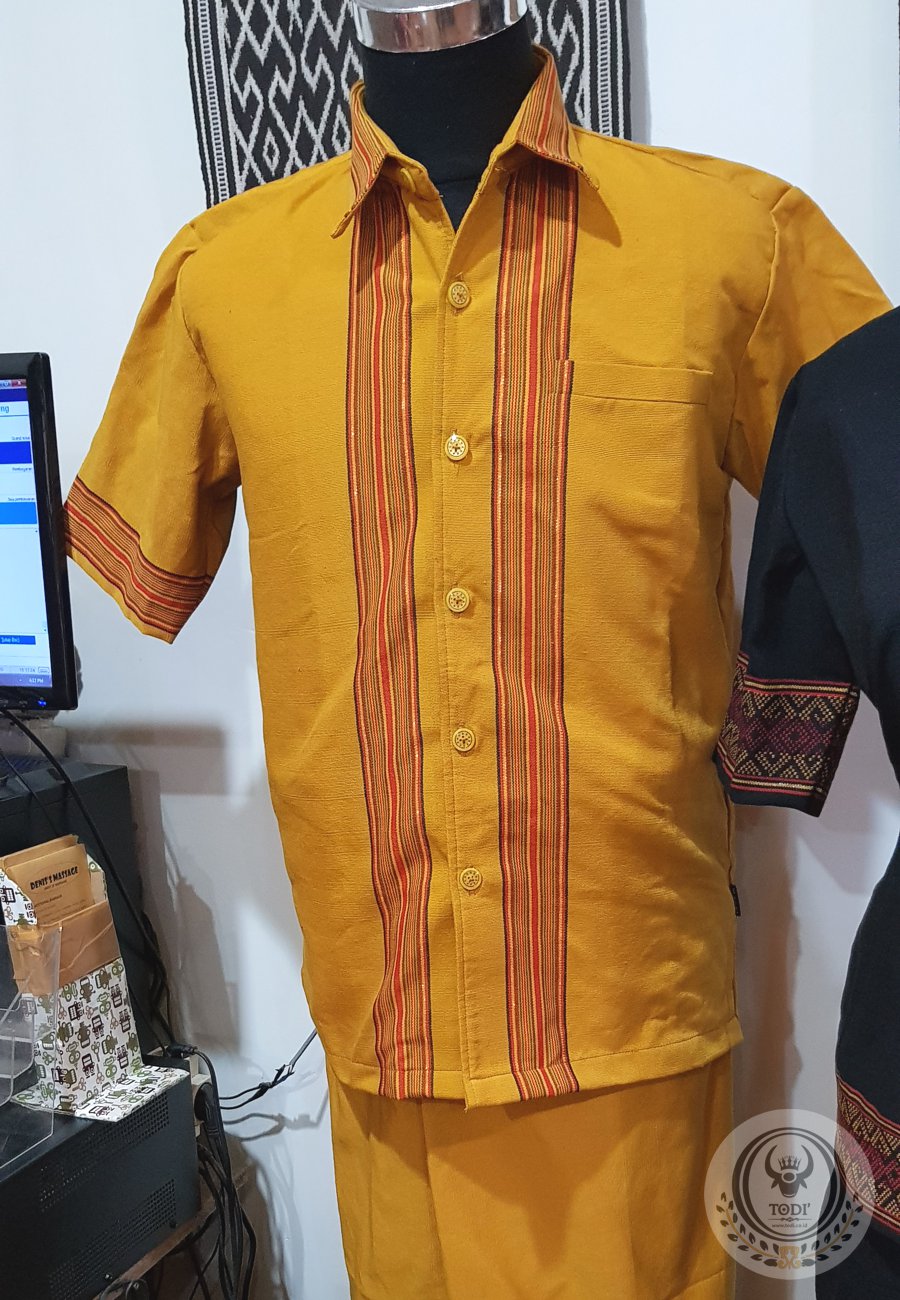 Men's Toraja Traditional Shirts - Mustard Yellow Color (1)