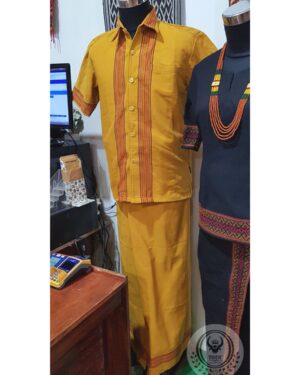 Men's Toraja Traditional Shirts - Mustard Yellow Color