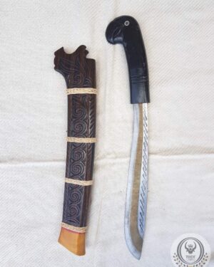 Toraja Machete (La'bo' Toraja) - Parrot-Motif Horn Handle & Ebony Wood Sheath