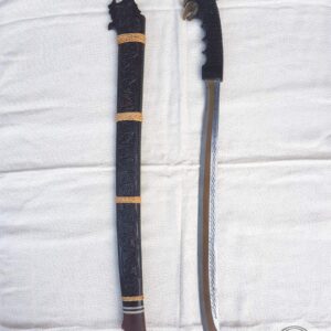 Long Toraja Machete - Rooster Head Horn Handle & Ebony Wood Sheath