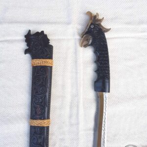 Long Toraja Machete - Rooster Head Horn Handle & Ebony Wood Sheath