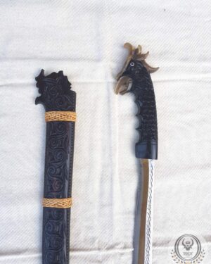 Long Toraja Machete - Rooster Head Horn Handle & Ebony Wood Sheath