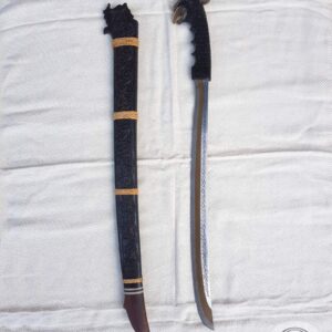 Long Toraja Machete - Rooster Head Horn Handle & Ebony Wood Sheath