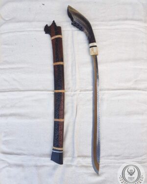 Long Toraja Machete - Carved Horn Handle & Ebony Wood Sheath