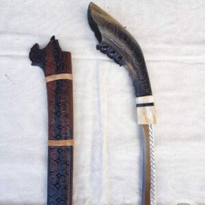 Long Toraja Machete - Carved Horn Handle & Ebony Wood Sheath