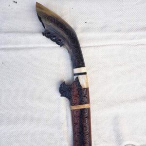 Long Toraja Machete - Carved Horn Handle & Ebony Wood Sheath