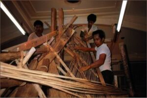 Constructing the roof, Museum of Mankind, London.